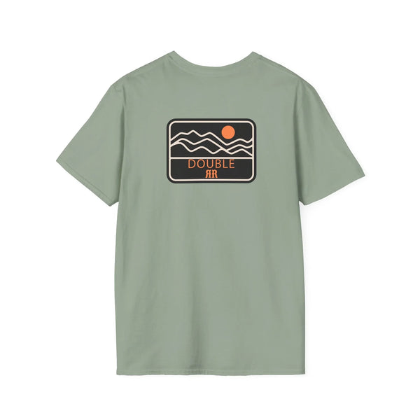 Sage green short-sleeve T-shirt with Double 8R front graphic