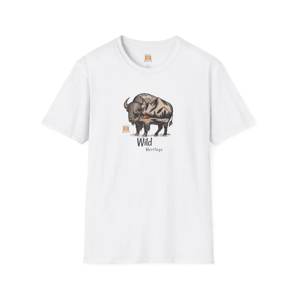 White western graphic T-shirt with bison and 'Wild Heritage' print