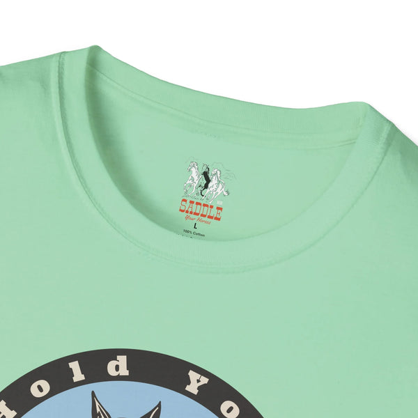 Mint green crew neck T-shirt with small chest logo