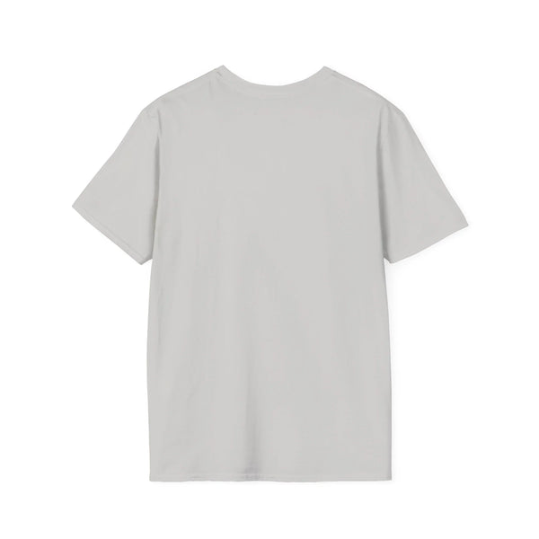 Light gray crew tee, plain front with crew neckline