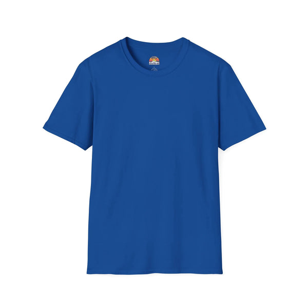 Royal-blue heavy cotton western tee with small chest logo at neckline