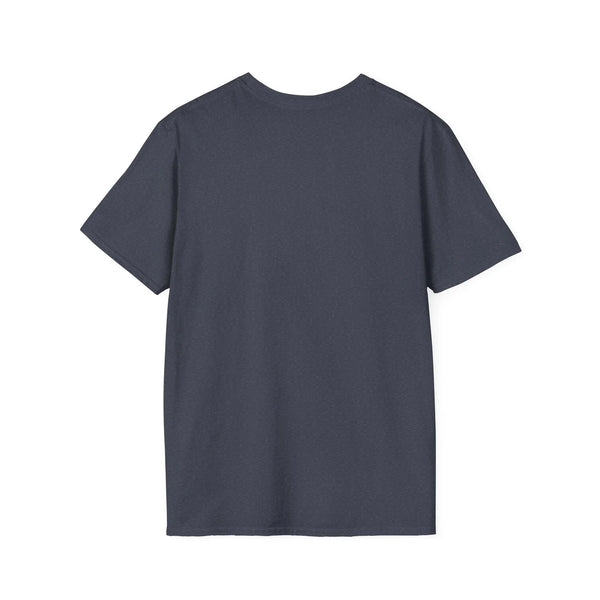 Dark navy short-sleeve T-shirt, plain front with crew neck