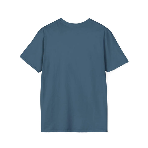 Blue crewneck graphic T-shirt with short sleeves