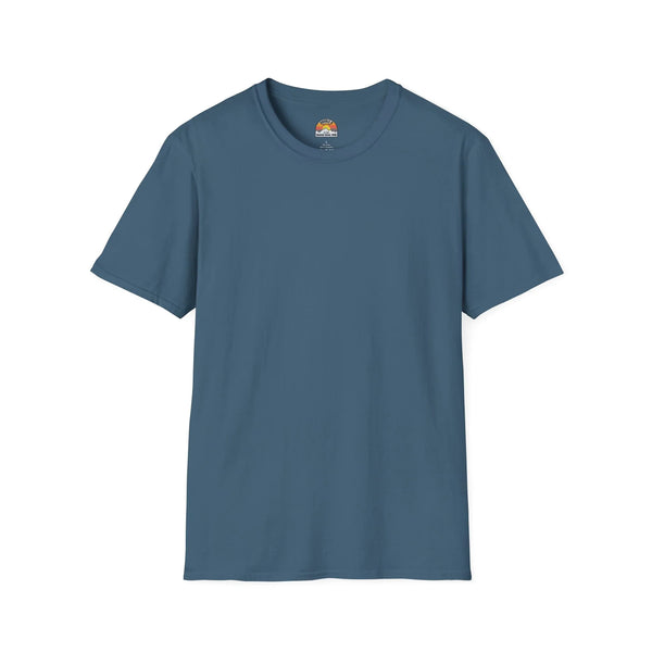 Indigo-blue heavy cotton western tee with small chest logo at neckline