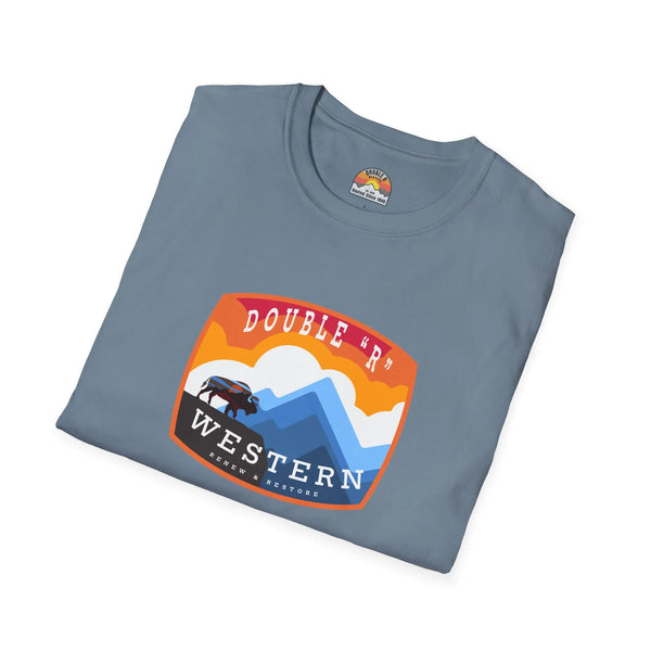 Light blue T-shirt with Double Western “We’retern” front graphic