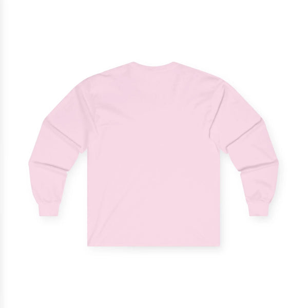 Light pink long-sleeve crewneck T-shirt, blank back view
