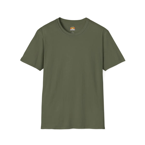 Military green heavy cotton western tee with small chest logo at neckline