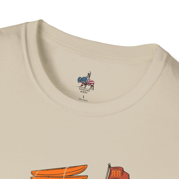 Sand crew-neck T-shirt neckline with small chest logo