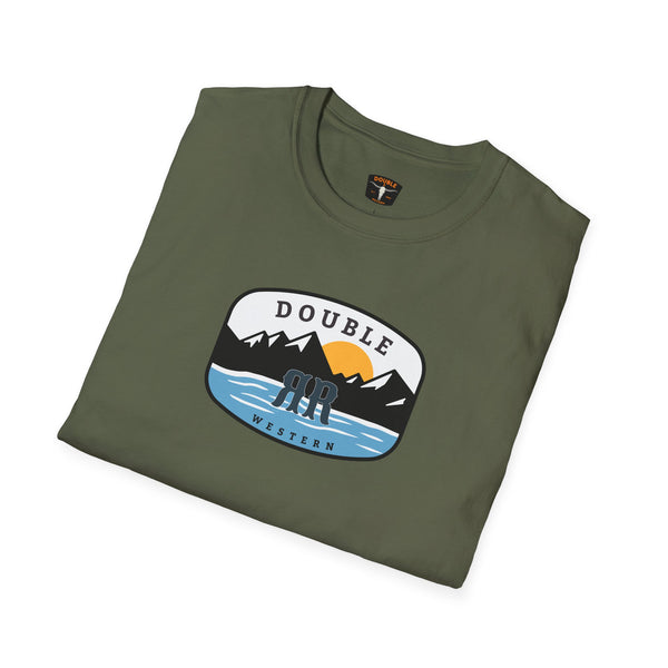 Western graphic T-shirt in dark green with oval logo print on the chest