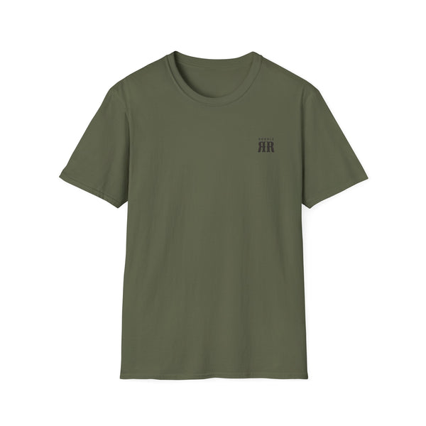 Double R Western Fly Conquer Jackson Hole Wyoming Western Wear Graphic T-Shirt, front logo view, Military Green
