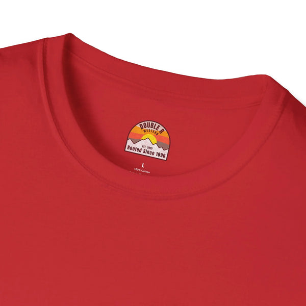 Red crew-neck heavy cotton T-shirt with Double R Westerns™ chest graphic