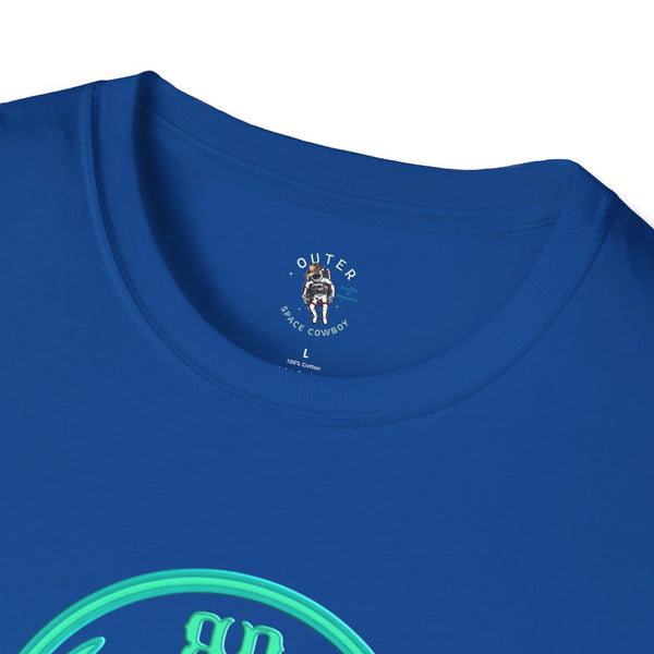 Roam Free Western Wear Bison Badge Tee in Royal, neck label detail