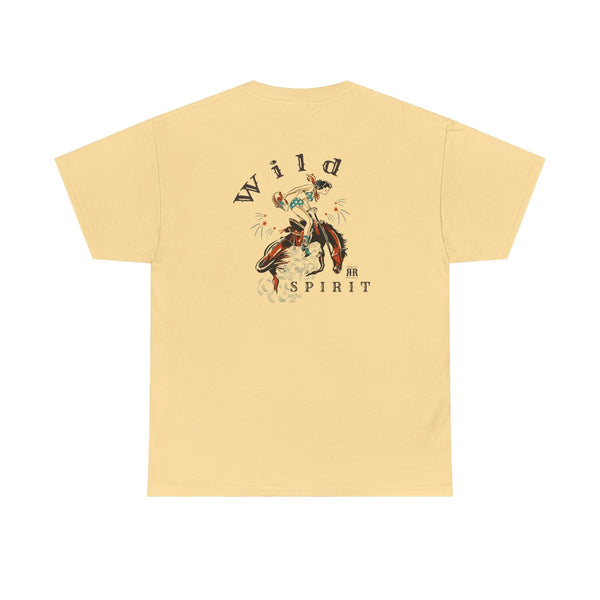 Sand heavy cotton western tee with Wild Spirit graphic on back