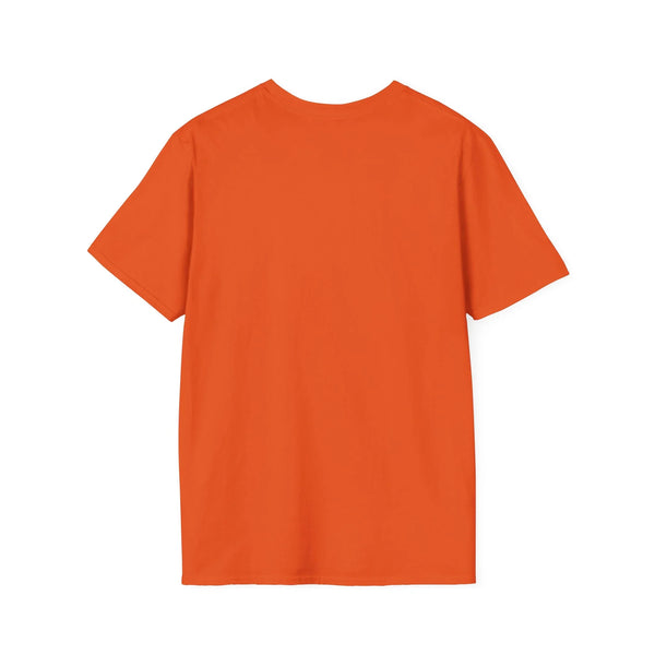 Orange short-sleeve tee with no visible front graphic