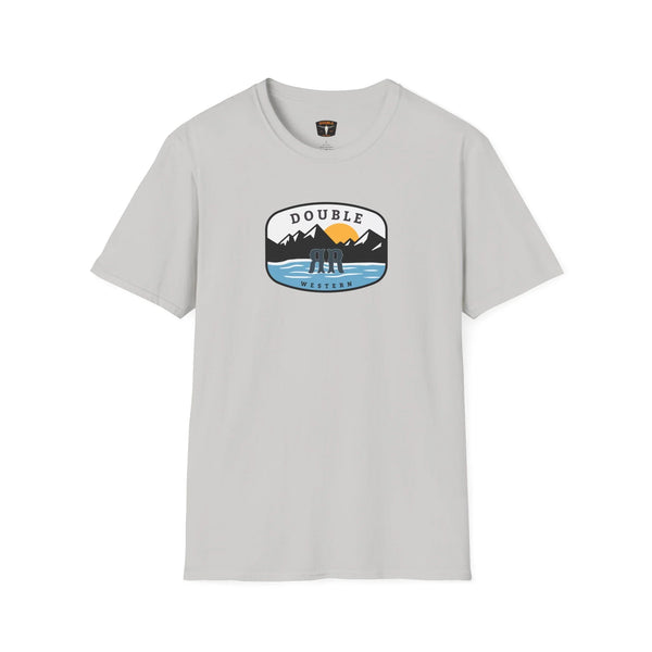 Light gray crew-neck western T-shirt with Double R Western logo chest print