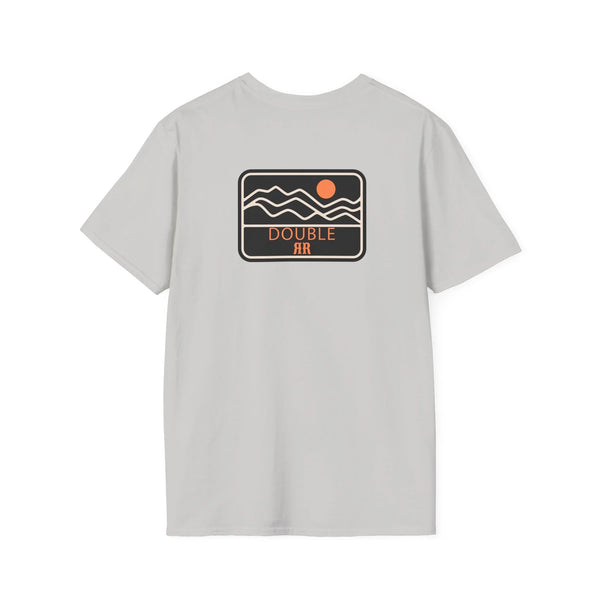 Light gray short-sleeve T-shirt with Double R rectangular back graphic