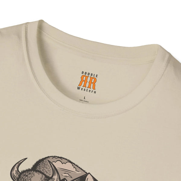 Sand western wear T-shirt neck label, AR Western logo and 100% cotton