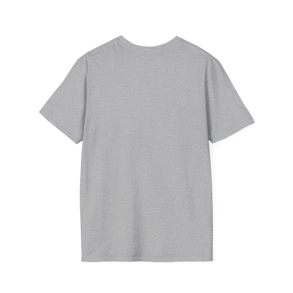 Heather grey short-sleeve T-shirt, plain front with crew neck