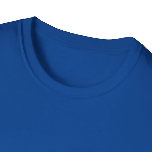 Royal blue T-shirt with ribbed crew neck and no visible back print