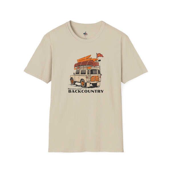 Sand short-sleeve T-shirt with front van and surf graphic print