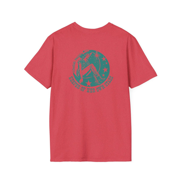Red heavy cotton western T-shirt with circular back graphic