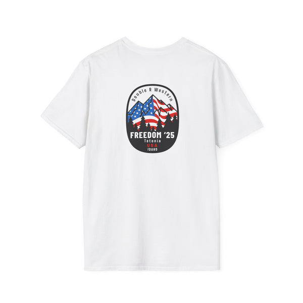 FREEDOM ‘25 Tetonia USA Mountain Flag Tee – Western Wear TShirt- Hot Off the Trail