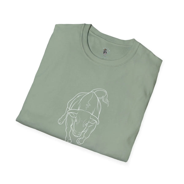 Sage green western graphic tee with line bull head on front