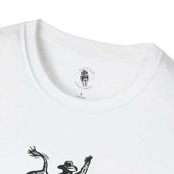 White T-shirt crew neck with small circular logo print