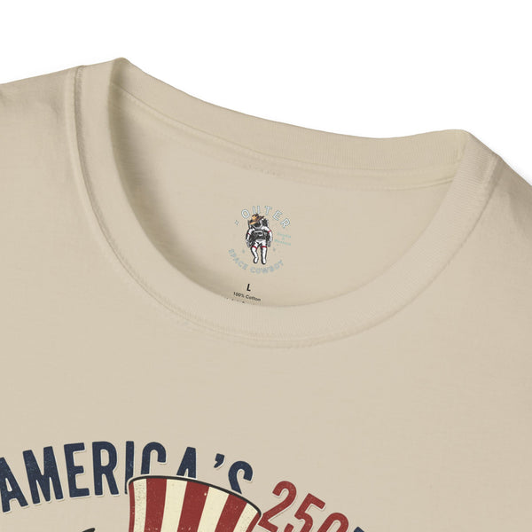 Bison Uncle Sam Western Graphic T-Shirt in Sand, neck label detail