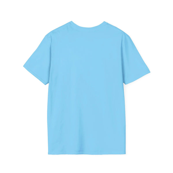 Sky blue crew-neck T-shirt with short sleeves, plain front