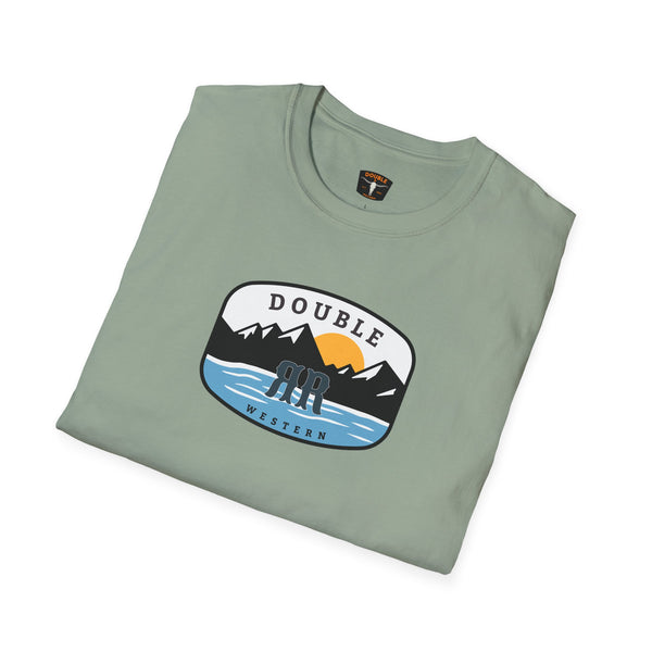 Western graphic T-shirt in sage green with oval logo print on the chest