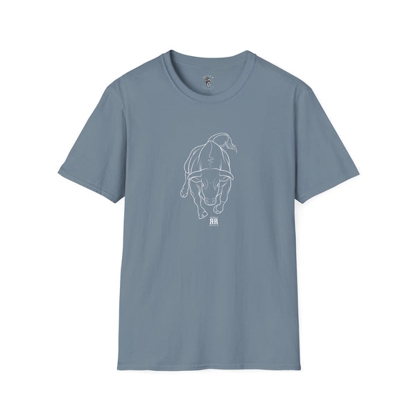 Spirit Line Bull Unbreakable Charge Western Wear Graphic T-Shirt in Stone Blue, front view