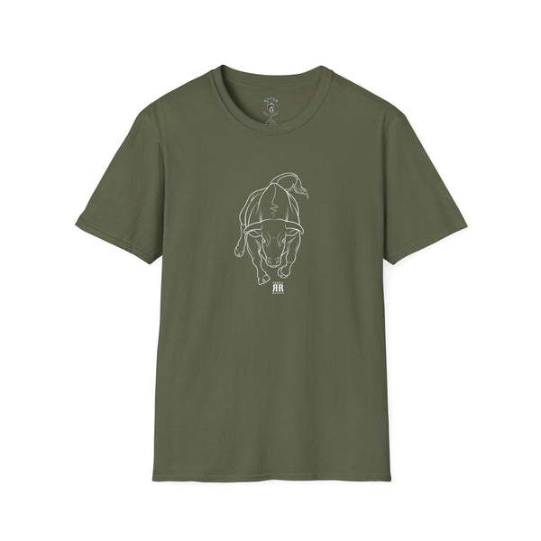 Spirit Line Bull Unbreakable Charge Western Wear Graphic T-Shirt in Military Green, front view
