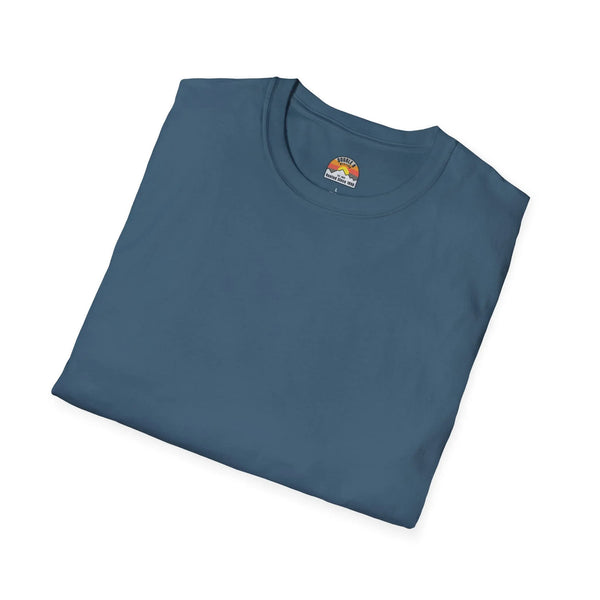 Blue heavy cotton T-shirt, crew neck, small round chest label