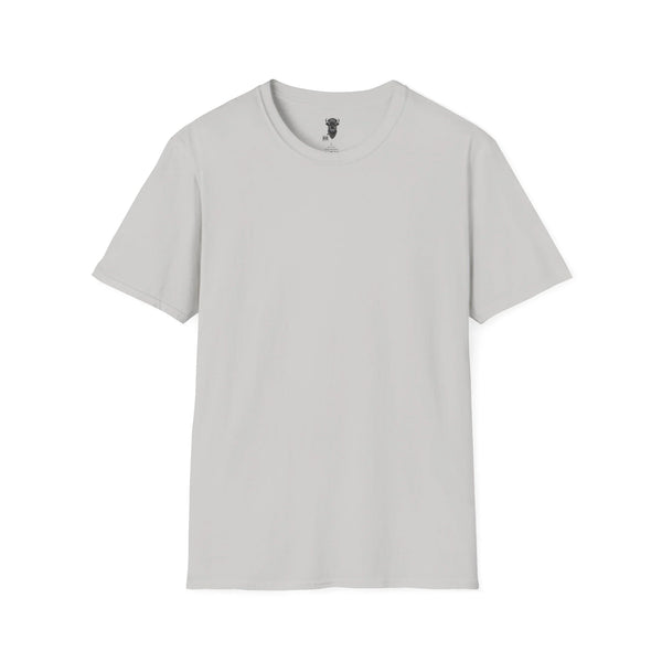 Ice gray short-sleeve T-shirt with small bull logo at neckline