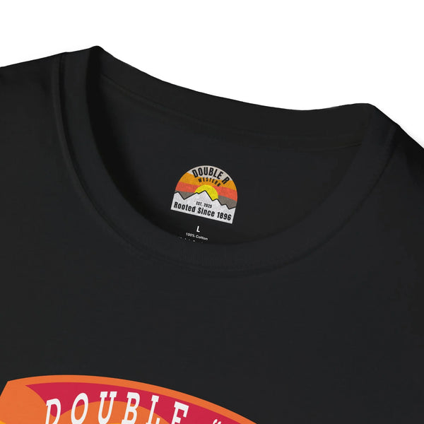 Black T-shirt crew neck with printed brand label near the collar