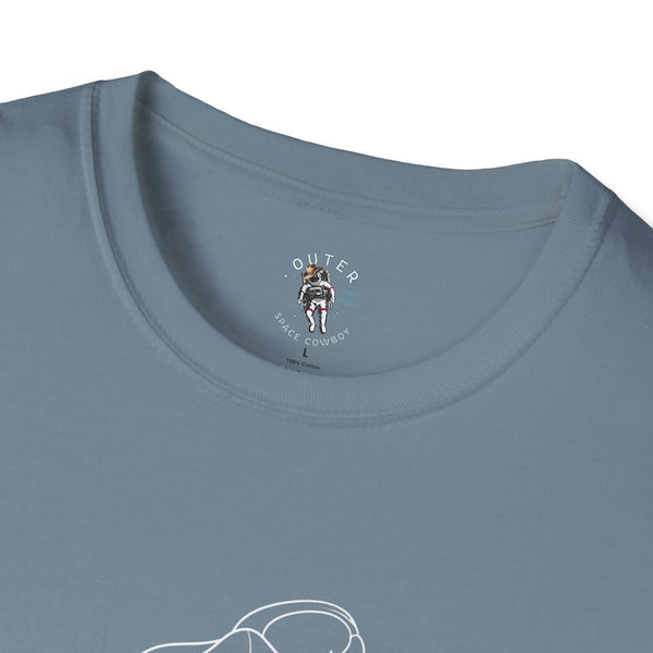 Spirit Line Bull Unbreakable Charge Western Wear Graphic T-Shirt in Stone Blue, collar detail