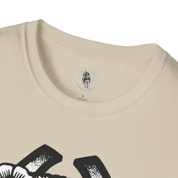Beige cowgirl graphic T-shirt, crew neck and small chest logo