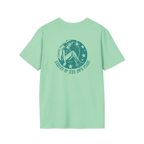 Mint green heavy cotton T-shirt with large center graphic print
