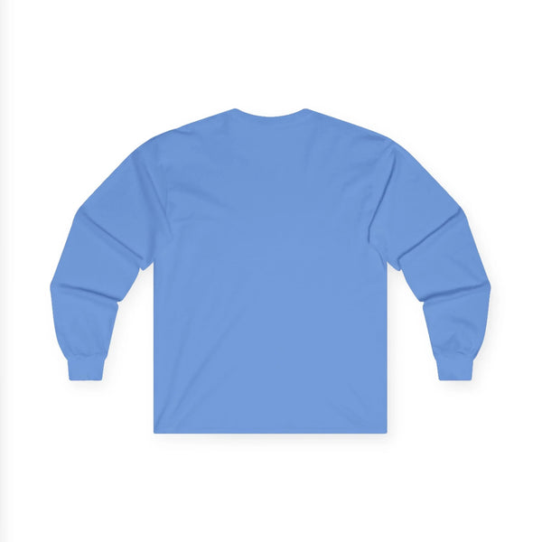 Carolina blue long-sleeve crewneck T-shirt, blank back view