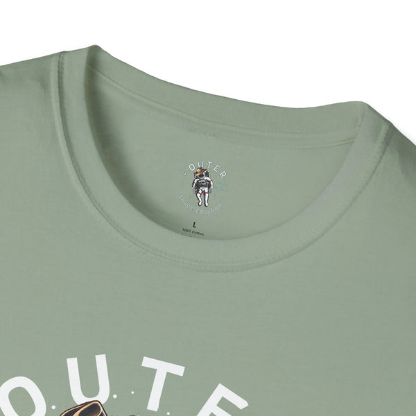 Mint green T-shirt neckline with small chest logo