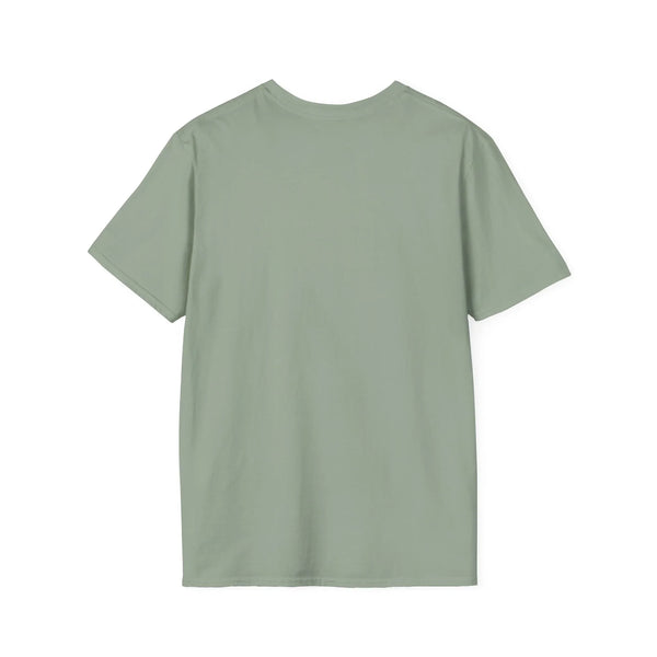 Sage green plain T-shirt with crew neck, no visible front graphic