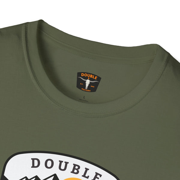 Olive green western wear T-shirt, crew neck with small Double R Western label
