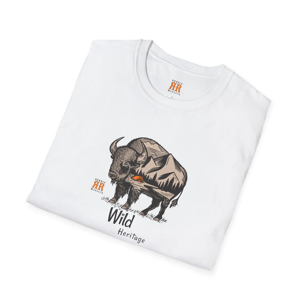 White western wear T-shirt with bull head graphic and Wild Heritage text