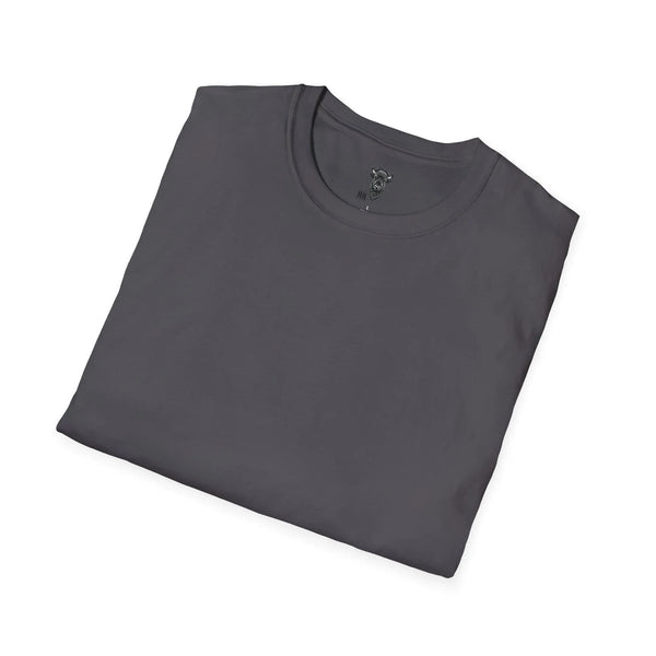 Charcoal short-sleeve T-shirt with small chest bull head graphic