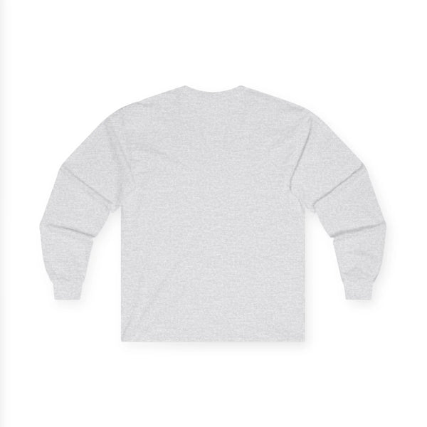 Light gray long-sleeve crewneck T-shirt, blank back view