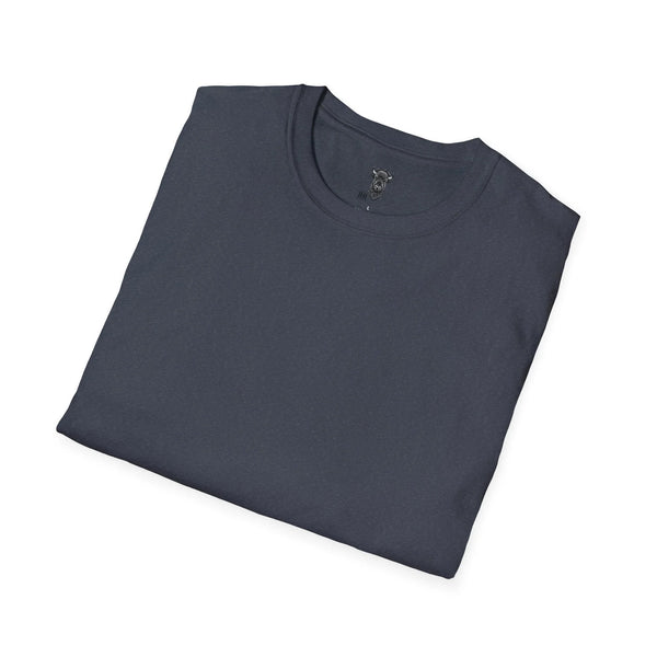 Charcoal short-sleeve T-shirt with small chest bull head graphic