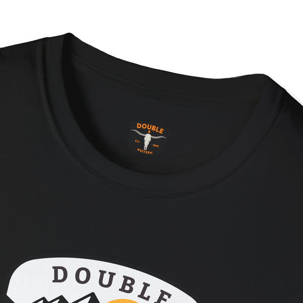 Black western wear T-shirt, crew neck with small Double R Western label at neckline