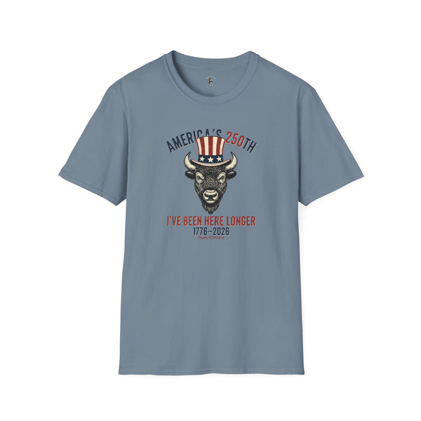 America’s 250th Bison Uncle Sam Western Graphic T-Shirt in Stone Blue
