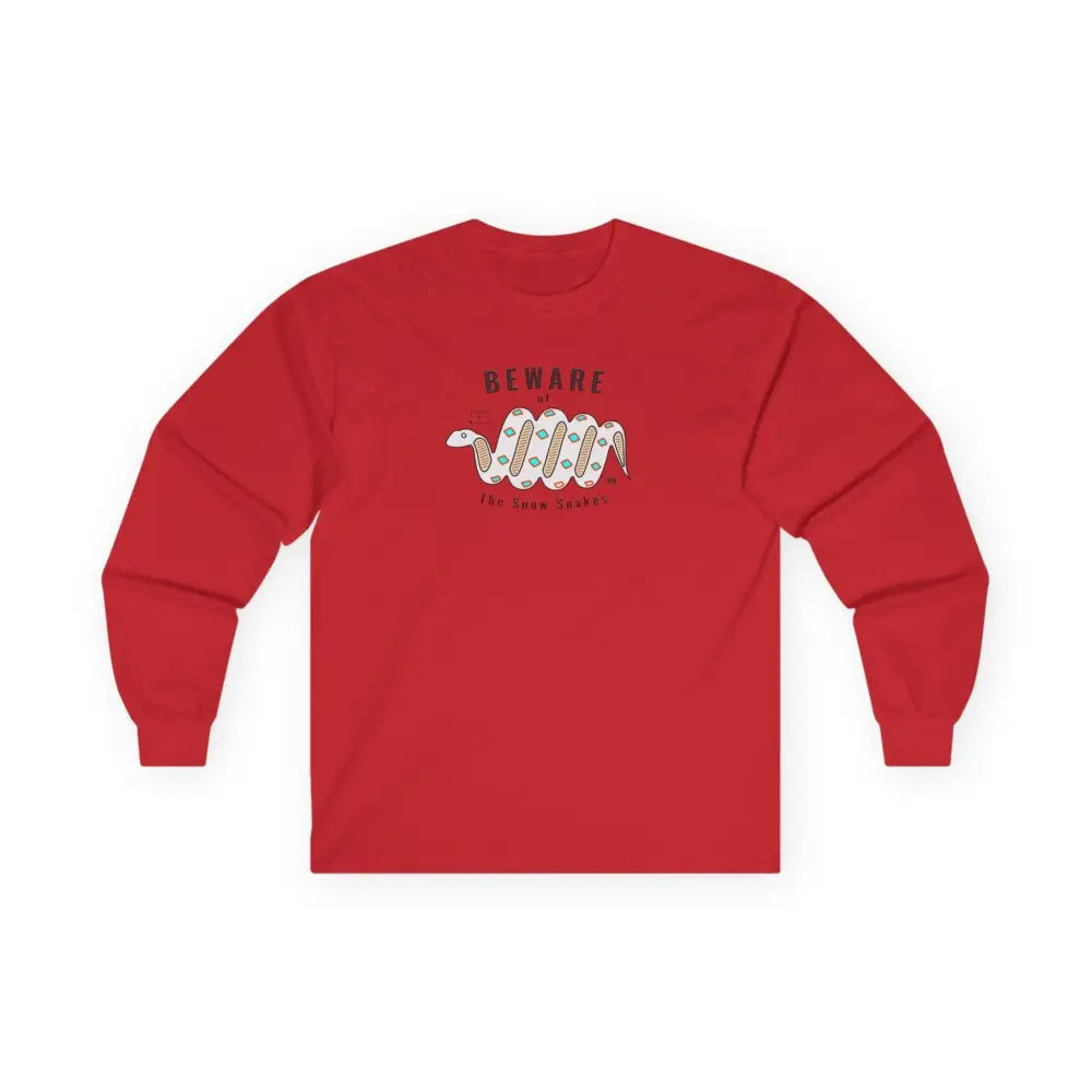 Beware of the Snow Snake’ Double R Western’s Garment Dyed Style long sleeve tee shirt Red / S Long sleeve